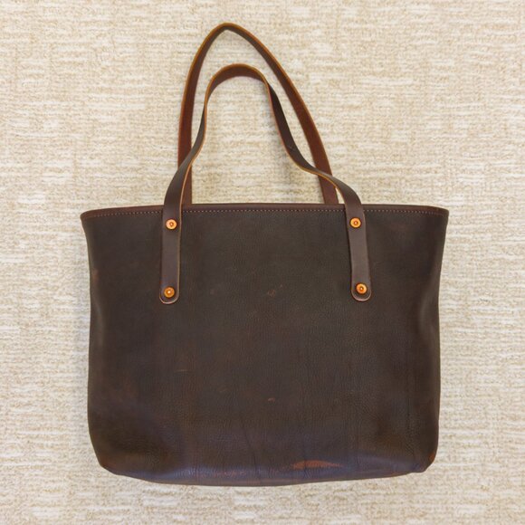 GFG Large Avery Tote Deluxe — Mocha Full-Grain Leather, Zipper Top, Rare Version - Picture 3 of 14